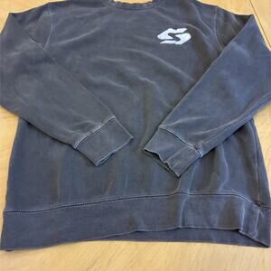 Grey Skater Sweatshirt Large Plain VTG Style grunge blank Retro Surfer S Logo